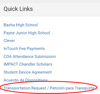 Click on Transportation Request